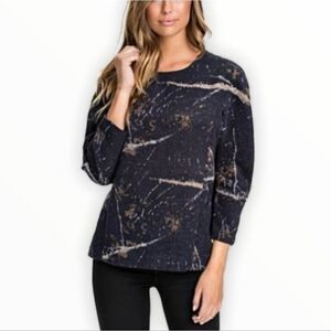 𝅺Malene Birger Wool Blend Blue Printed Scoop-neck Neutral Knit Sweater Medium